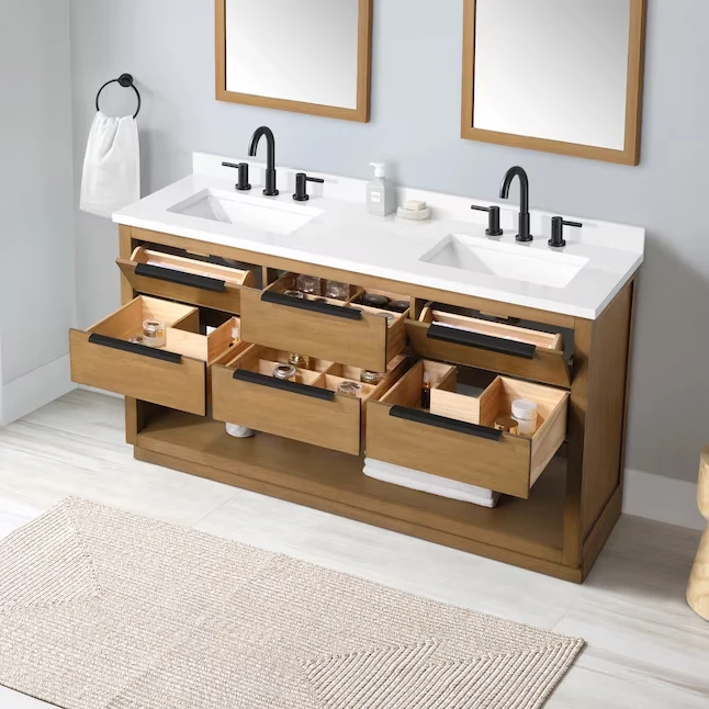 Double Sink Bathroom Vanity With Resin Top